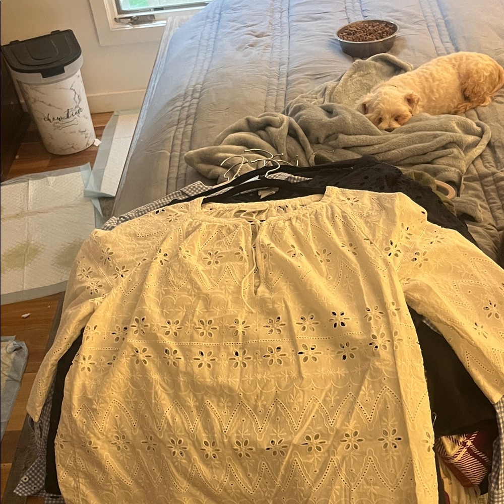 J. Jill Ivory Embroidered Top